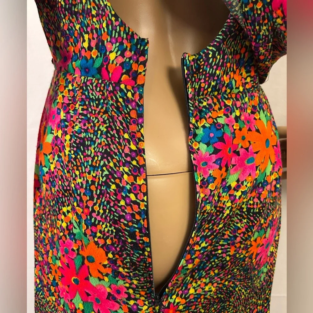 Sun Fashions of Hawaii Vintage Floral Long Sleeve Scoop Back Maxi Dress Size 8 - Picture 4 of 10